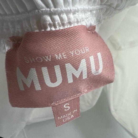 Show Me Your MuMu Ivory Satin Reese Ruffle Dress Small - Picture 6 of 12